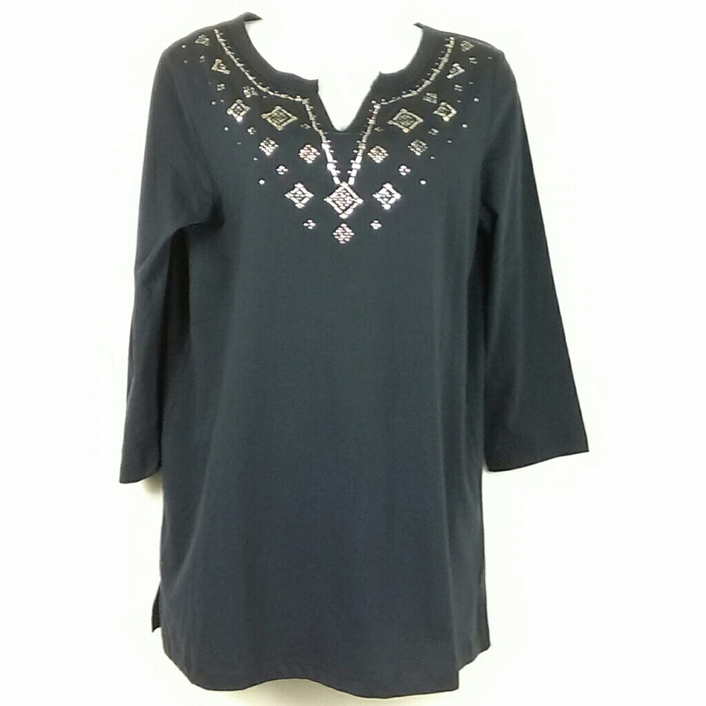Carolyn Taylor tunic blouse navy blue size M